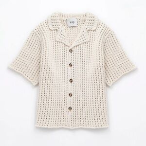 Leap Concept Amina Open Knit Cardigan Size Medium in Ecru